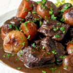 Close up Instant Pot beef bourguignon or burgundy.