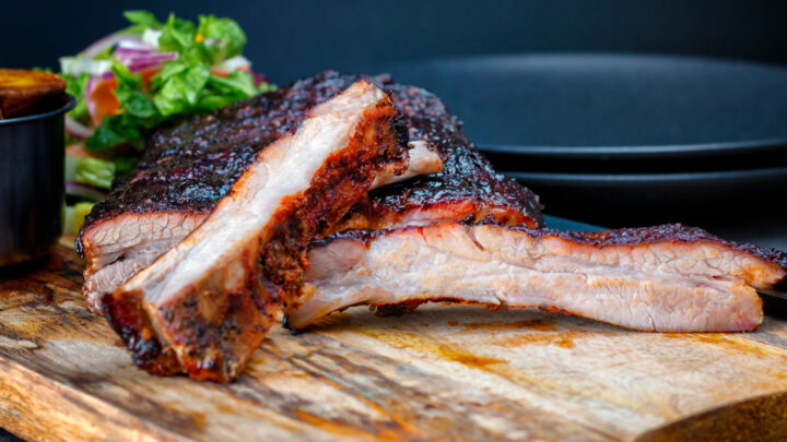 Slow cooked oven baked sticky bbq pork ribs.