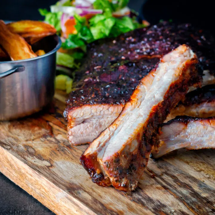 Slow cooked oven baked sticky bbq pork ribs.