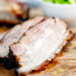 Close up sliced crispy Chinese Pork Belly.