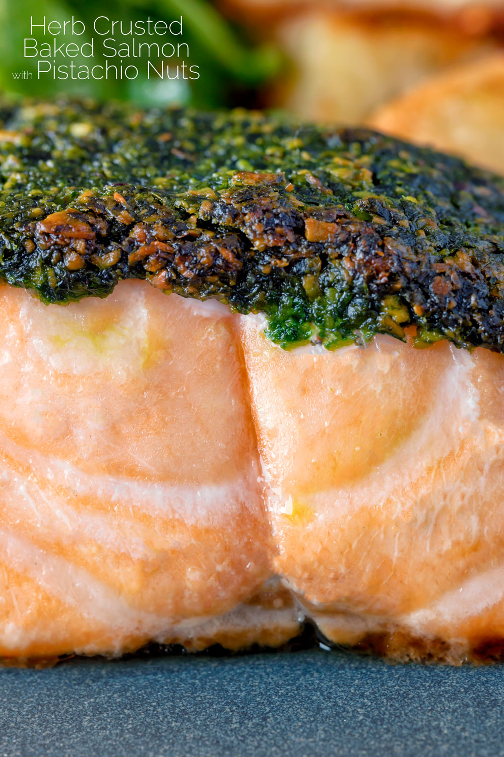 Herb Crusted Salmon with Pistachio Nuts Krumpli