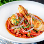 Chicken Basque with peppers and tomatoes.