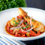 Chicken Basque with a pepper, smoked paprika and tomato sauce.