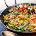 Chicken dhansak lentil curry with kachumber salad.