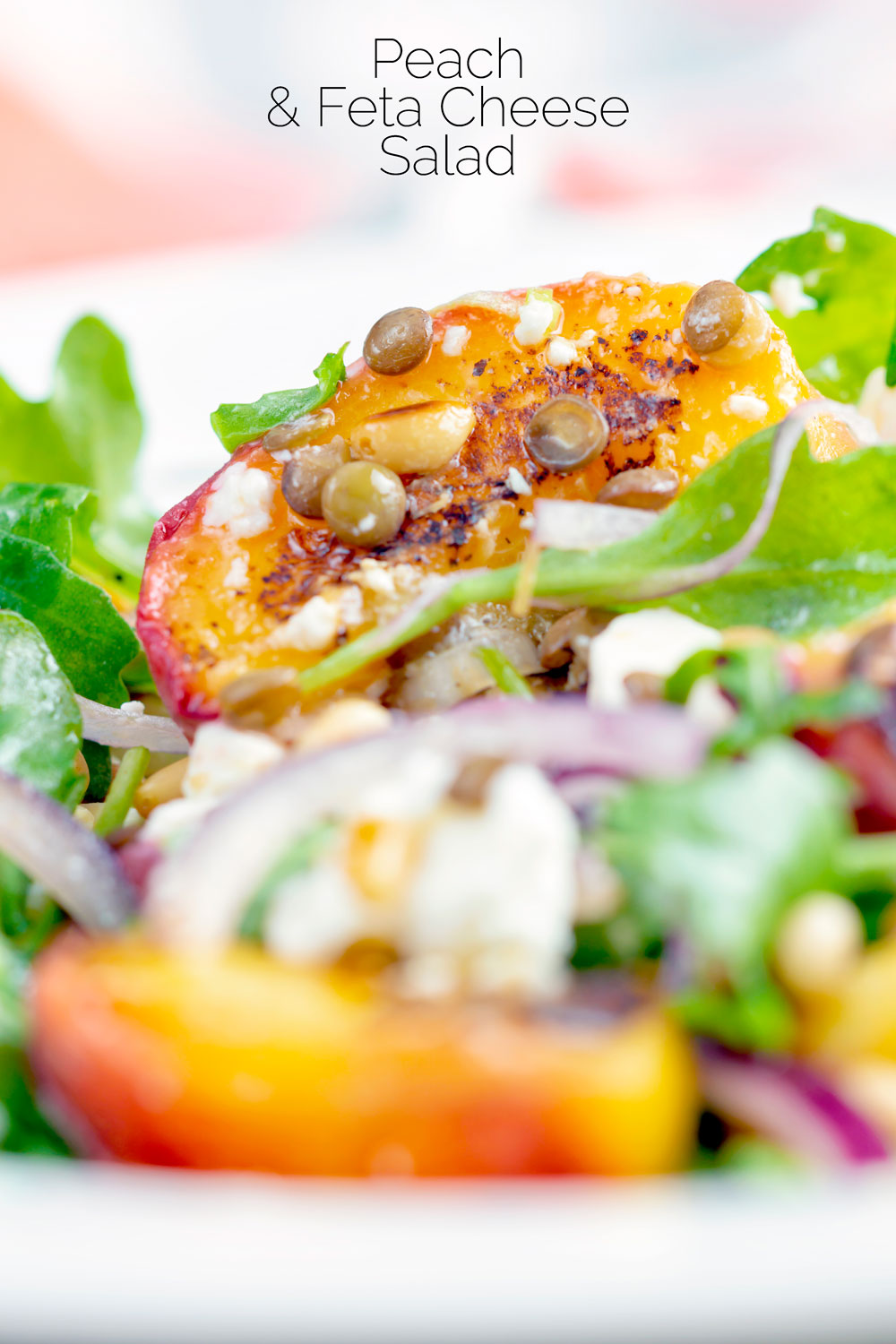 Peach and Feta Cheese Salad with Lentils Krumpli