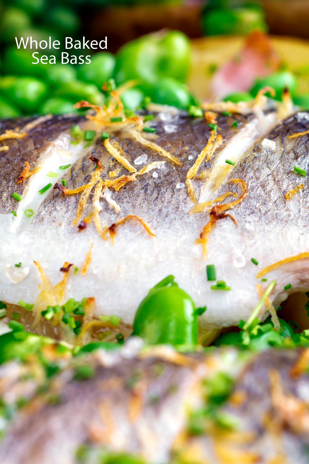 Whole Baked Sea Bass with Potatoes and Broad Beans - Krumpli