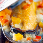 Super close up beer steamed mussels with chilli and garlic.