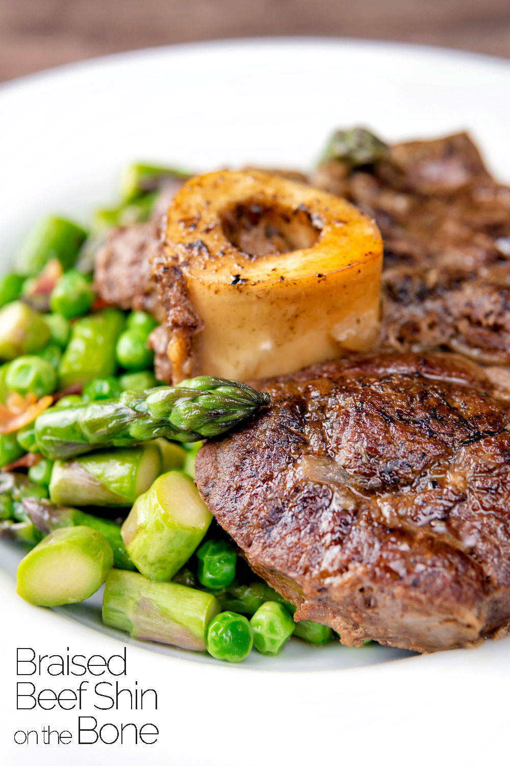 Braised Beef Shin on the Bone with Peas Krumpli