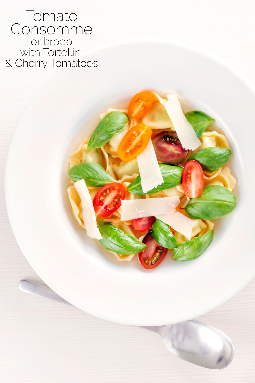 Tomato Consomme or Brodo with Tortellini Krumpli