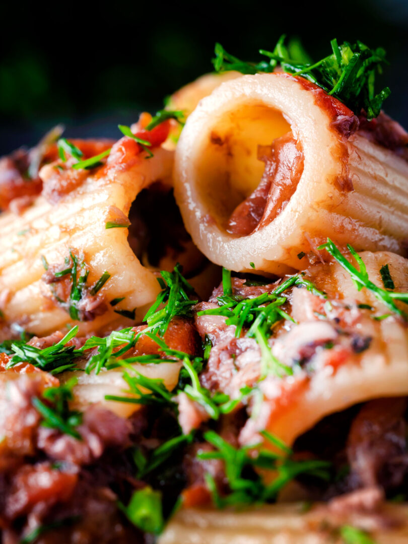 Sardine Pasta Bolognese with Red Wine Krumpli