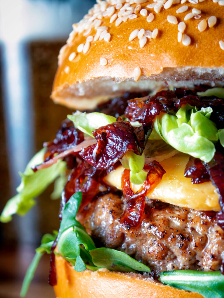 Veal Burgers with Port Onions Krumpli