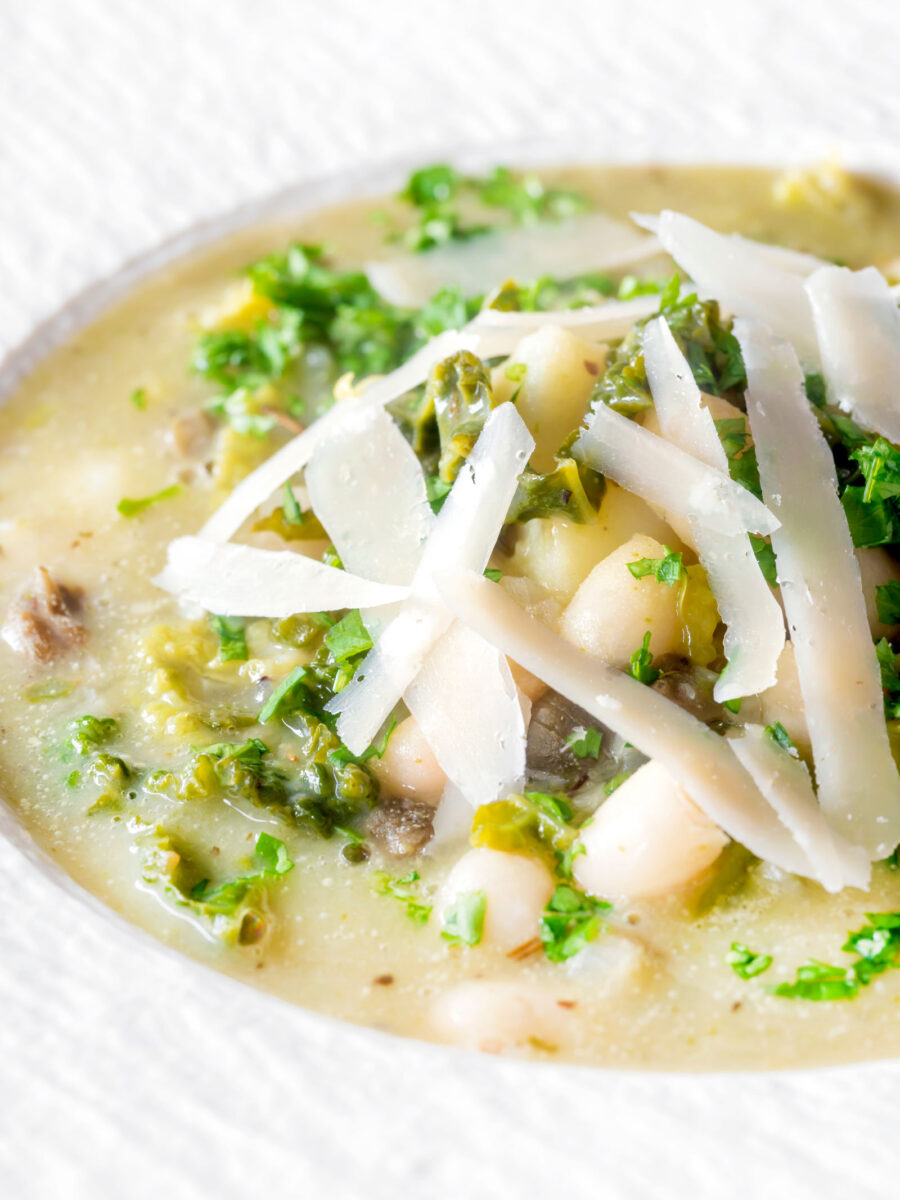Cabbage and White Bean Soup with Potato and Capers Krumpli