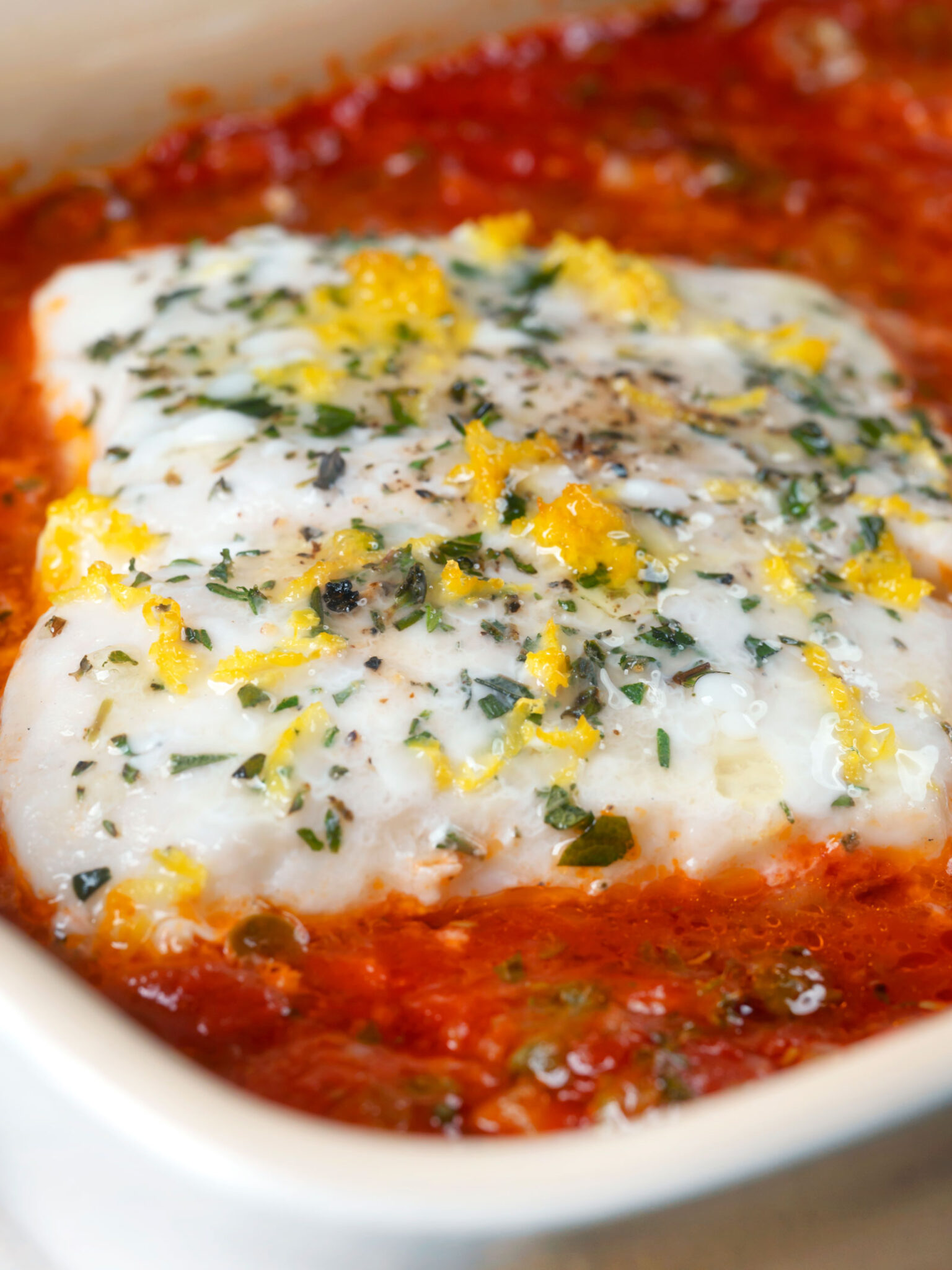 Baked Cod with Tomato Sauce and Capers - Krumpli
