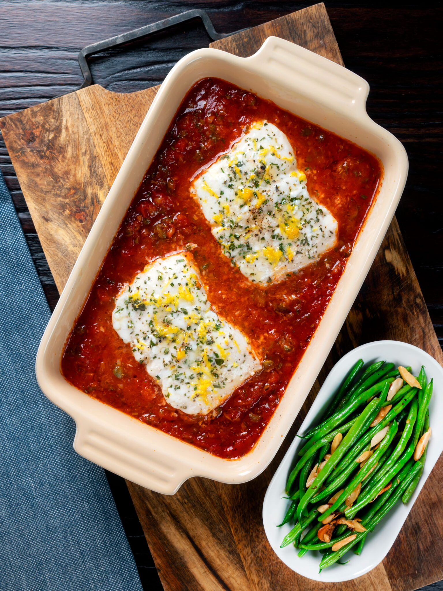Baked Cod with Tomato Sauce and Capers Krumpli