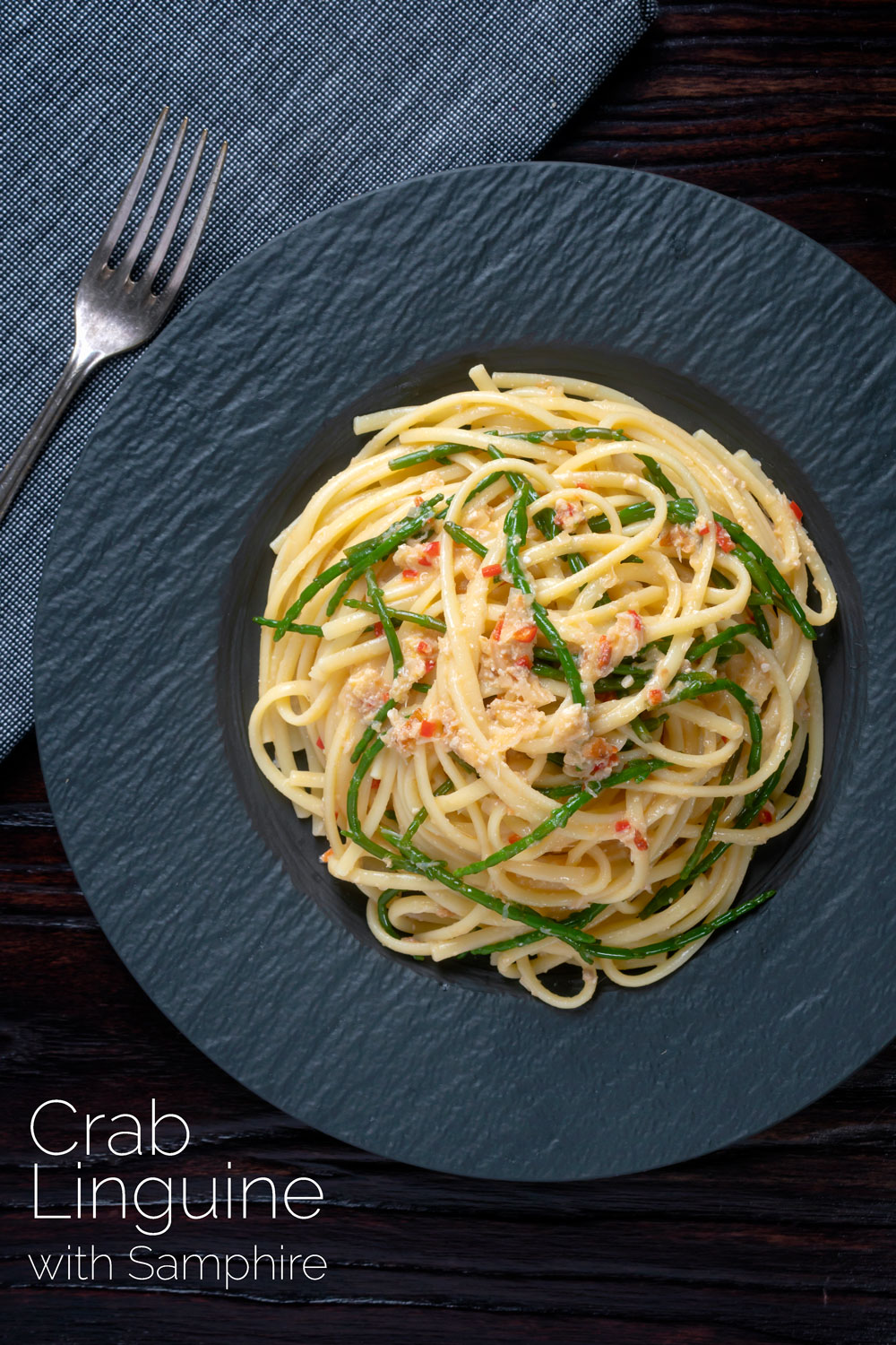 Crab Linguine with Samphire, Chilli and Lemon - Krumpli