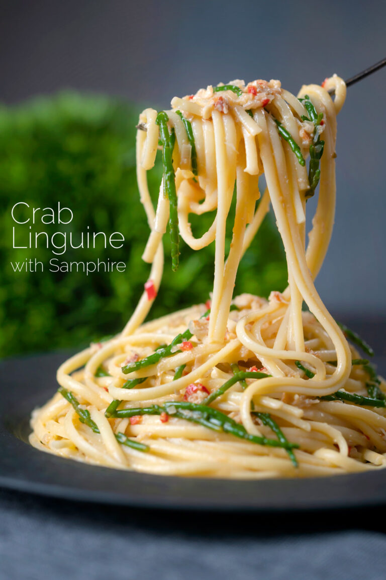 Crab Linguine with Samphire, Chilli and Lemon - Krumpli