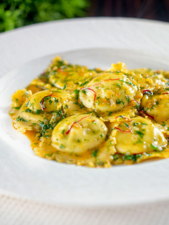 Crab Ravioli with Saffron Sauce Recipe