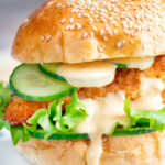 Crispy chicken breast fillet burger with sweet chilli mayo.