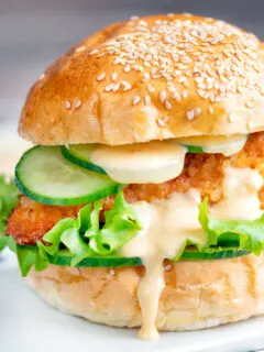 Crispy chicken breast fillet burger with sweet chilli mayo.