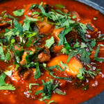 Close-up fasolia, Middle Eastern lamb and butter bean stew.