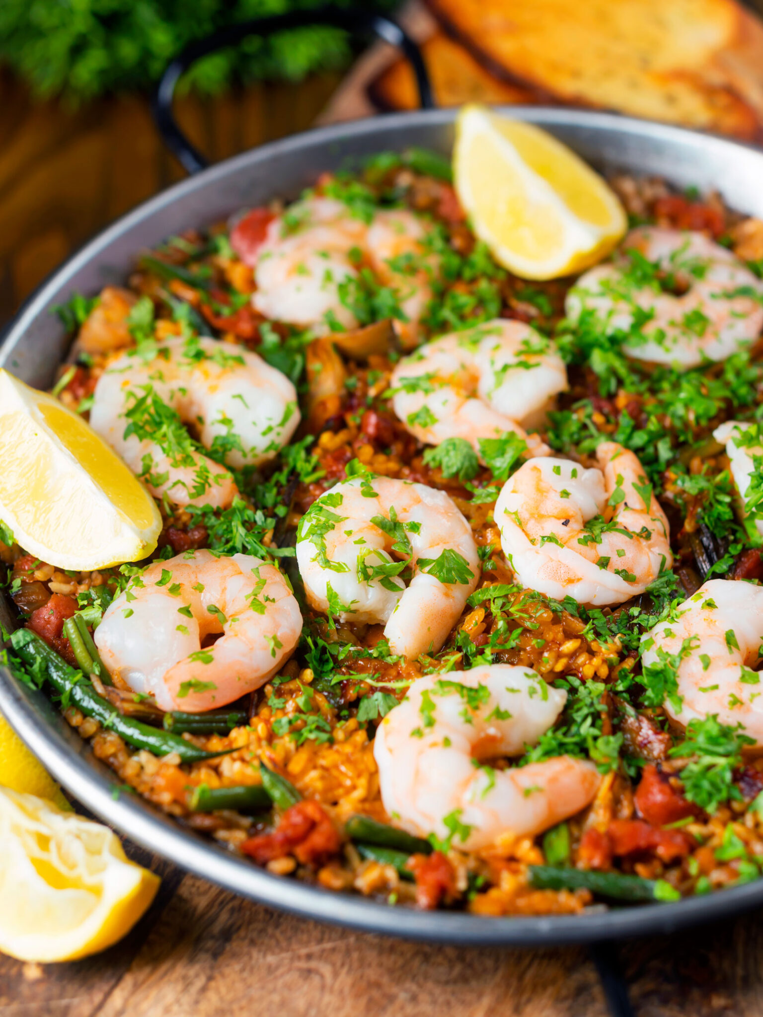 Prawn and Chorizo Paella with Artichoke and Beans Krumpli