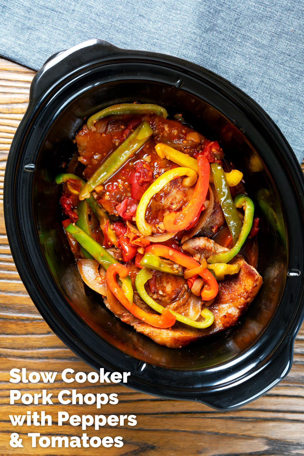 Slow Cooker Pork Chops with Peppers and Tomatoes Krumpli