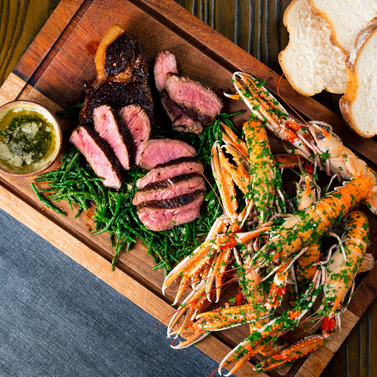 Surf and Turf, Steak and Langoustine Krumpli