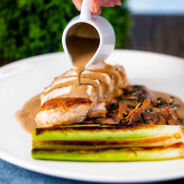 Chicken Forestière with Cream and Tarragon Krumpli