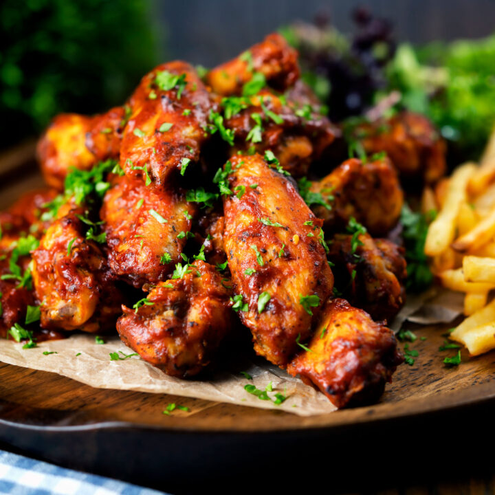 Sticky, sweet and sour harissa and date glazed chicken wings.