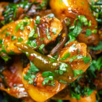Overhead Close-up Indian spinach and potato curry or saag aloo.