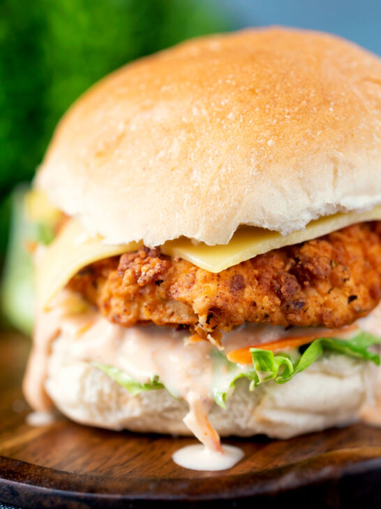 Buttermilk fried chicken burger with a bitter chicory slaw and chipotle mayonnaise.