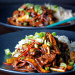 Chinese beef and shiitake mushroom stir fry.