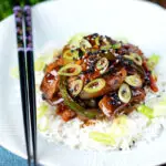 Chinese takeaway style beef in black bean sauce with green peppers.