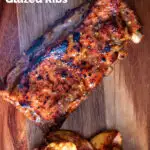 Overhead apple and honey glazed Instant Pot pork ribs featuring a title overlay.