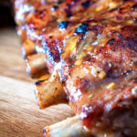 Close up apple and honey glazed Instant Pot pork ribs.