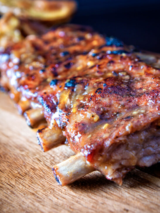 Apple and honey glazed Instant Pot pork ribs.