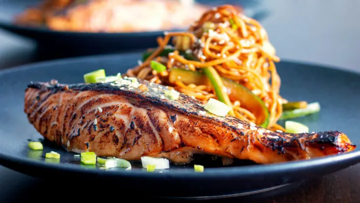 Grilled salmon fillet in a Korean inspired marinade.