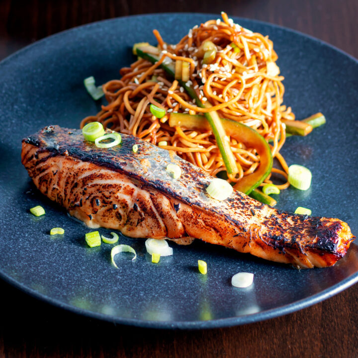 Grilled salmon fillet in a Korean inspired marinade.