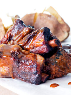 Slow cooker char siu influenced pork ribs.