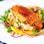 Air fryer stuffed chicken breast with buffalo mozzarella cheese and jalapeno chilli peppers.