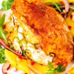 Air fryer stuffed chicken breast with mozzarella, jalapeno chilli and smoked paprika.