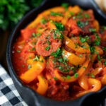 Hungarian pepper and tomato stew known as lecsó or lecso.