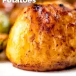 Close up roasted potato featuring a title overlay.