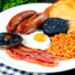 The full English breakfast, the ultimate fry up with black pudding and fried bread.