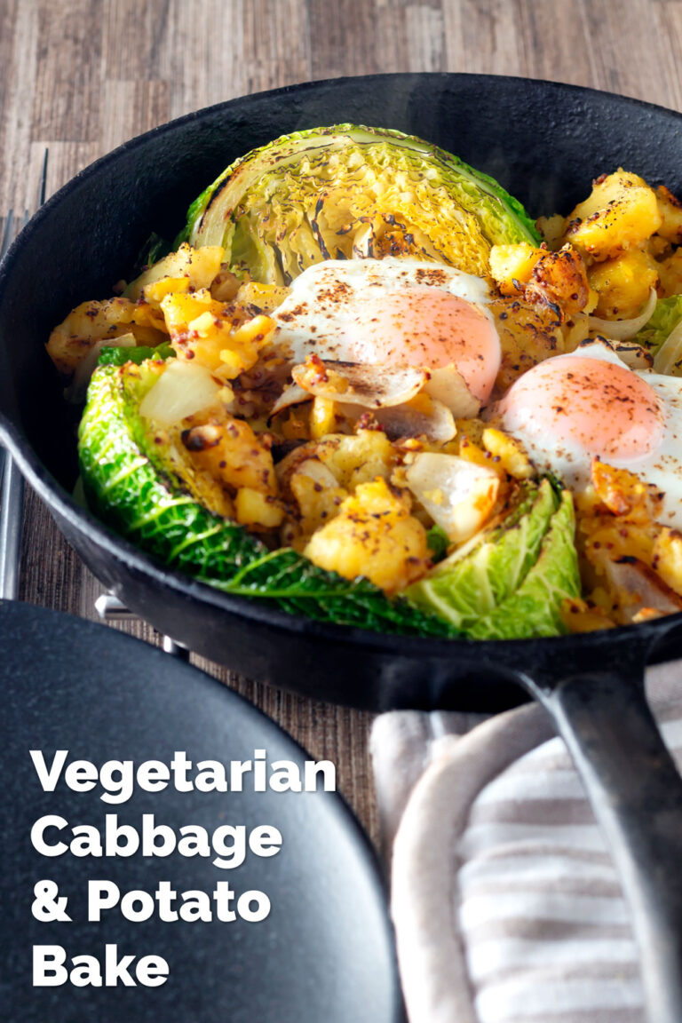 Roasted Cabbage and Potato Bake with Eggs Krumpli