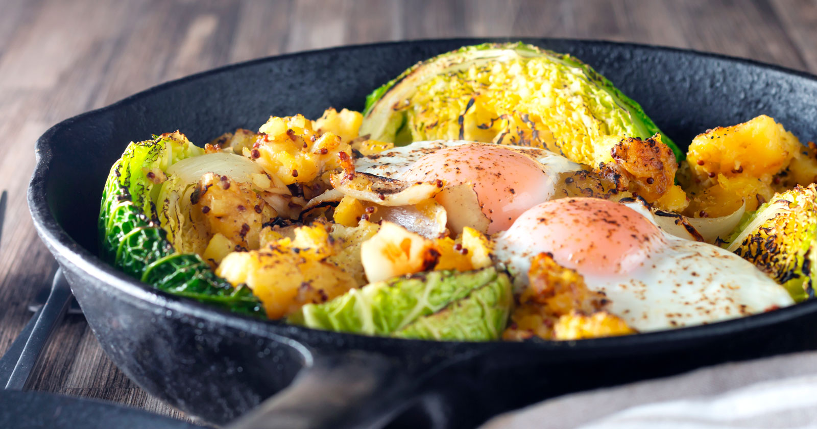 Roasted Cabbage and Potato Bake with Eggs - Krumpli