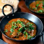 Lamb madras curry fakeaway served with homemade chapatis featuring a title overlay.