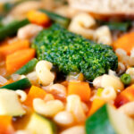 Close-up French soupe au pistou veggie soup.