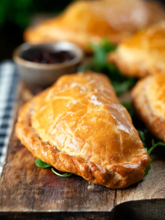 Traditional British Cornish pasties.