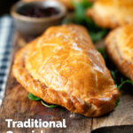 Traditional British Cornish pasties featuring a title overlay.